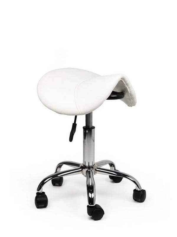 Ergonomische Zadelkruk Wit op Wielen