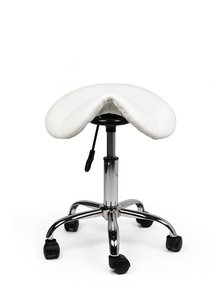Zadelkruk Wit – Ergonomische Zadelstoel met Wielen – Verstelbare Werkkruk voor Salon, Kappers & Thuisgebruik --2