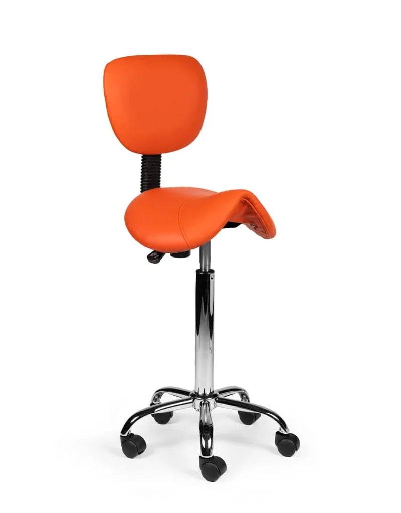 Ergonomische Zadelkruk met Rugleuning Oranje op Wielen-0