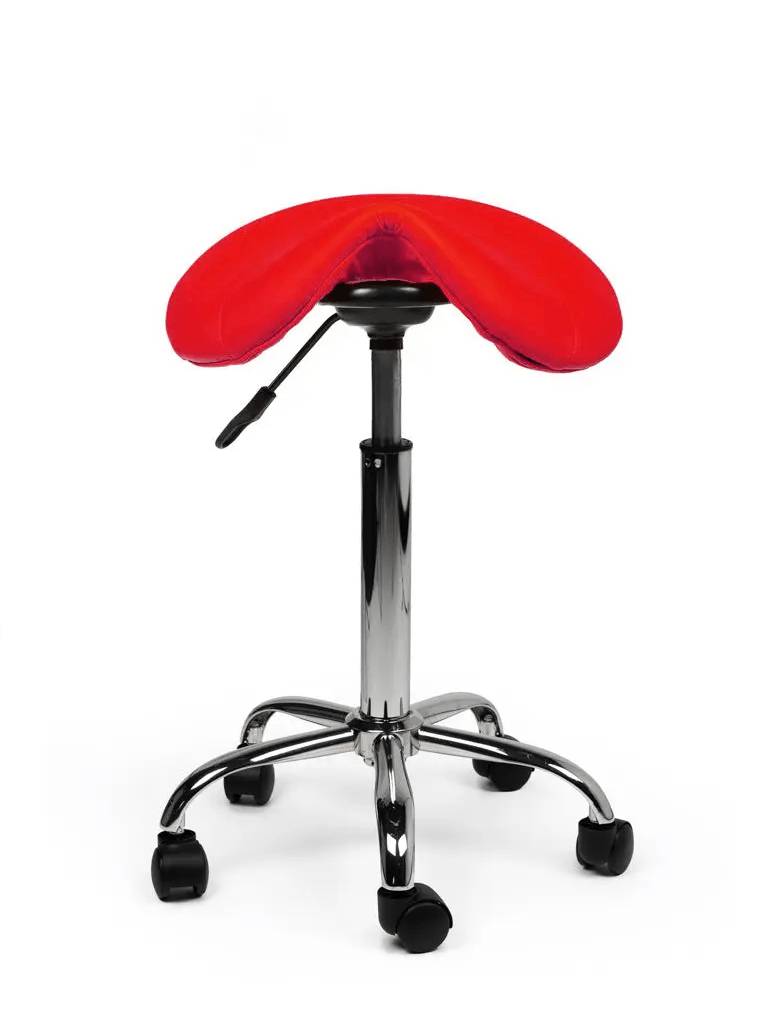 Zadelkruk Rood – Ergonomische Zadelstoel met Wielen – Verstelbare Werkkruk voor Salon, Kappers & Thuisgebruik --2
