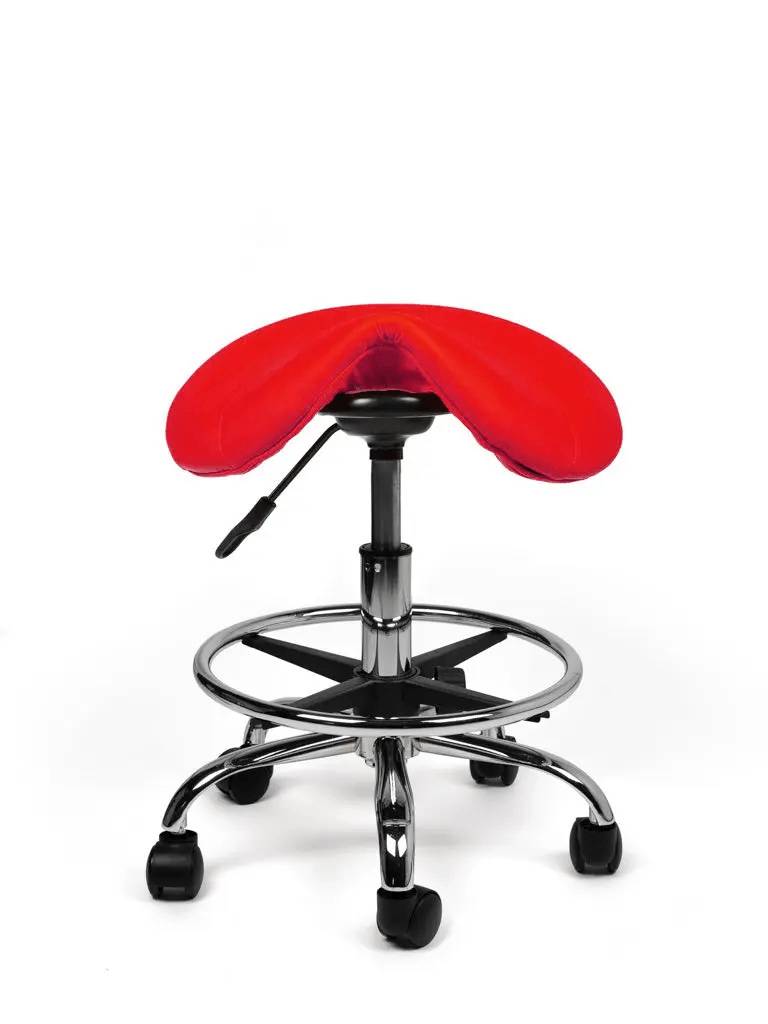 Zadelkruk Rood – Ergonomische Zadelstoel met Wielen – Verstelbare Werkkruk voor Salon, Kappers & Thuisgebruik --2