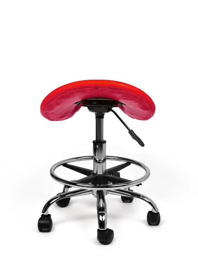 Zadelkruk Rood – Ergonomische Zadelstoel met Wielen – Verstelbare Werkkruk voor Salon, Kappers & Thuisgebruik --3