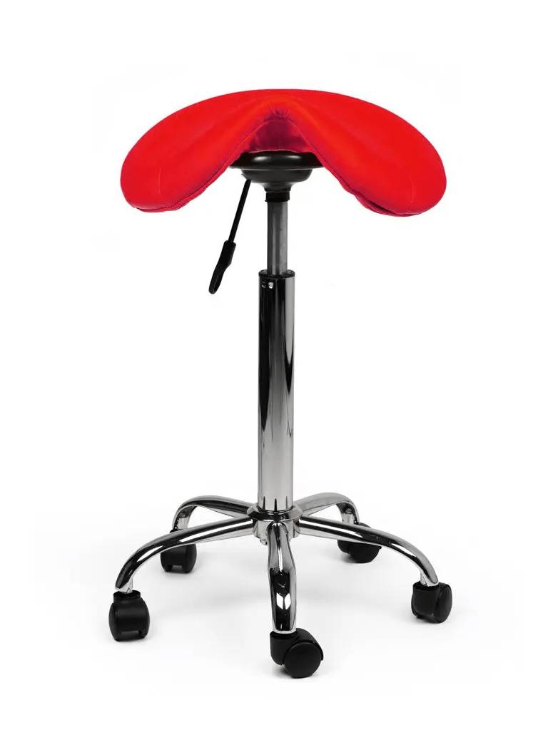 Zadelkruk Rood – Ergonomische Zadelstoel met Wielen – Verstelbare Werkkruk voor Salon, Kappers & Thuisgebruik --2