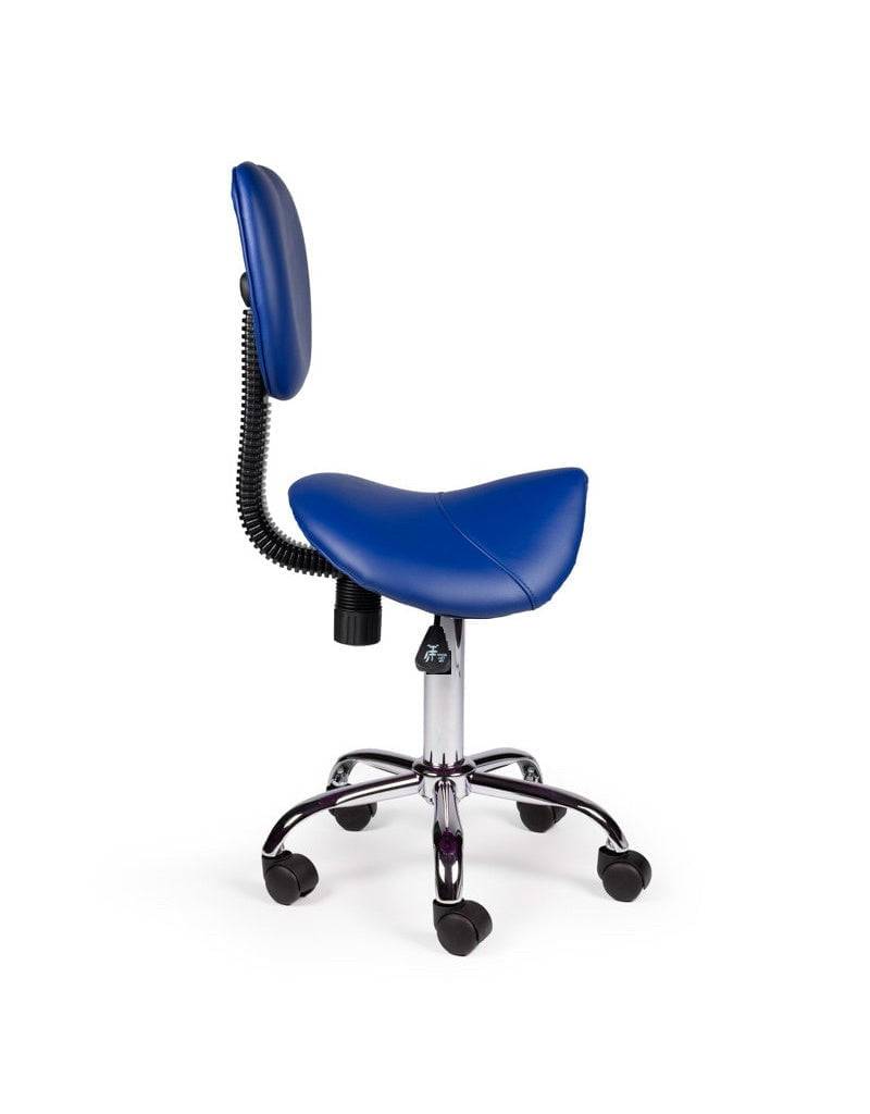 Ergonomische Zadelkruk Blauw met Rugleuning – Verstelbare Zadelstoel met Wielen – Comfortabele Werkkruk voor Salon,-3