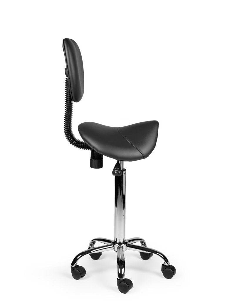 Ergonomische Zadelkruk Zwart met Rugleuning – Verstelbare Zadelstoel met Wielen – Comfortabele Werkkruk voor Salon,-3