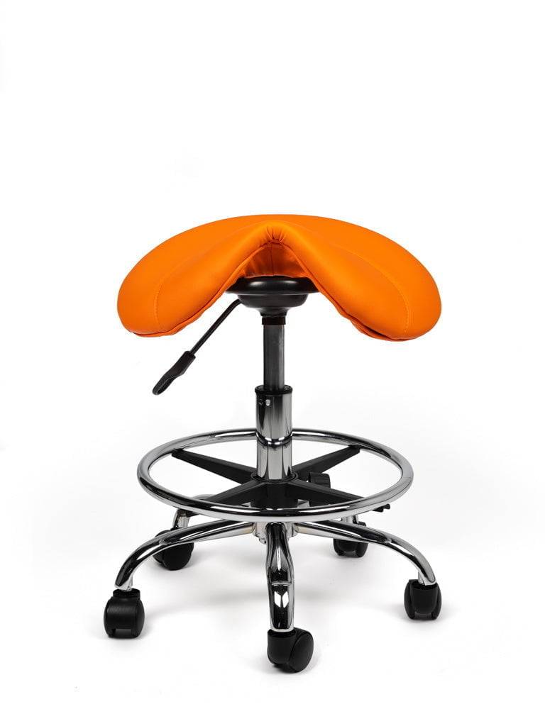 Zadelkruk Oranje – Ergonomische Zadelstoel met Wielen – Verstelbare Werkkruk voor Salon, Kappers & Thuisgebruik --2