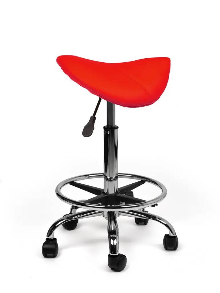 Zadelkruk Rood – Ergonomische Zadelstoel met Wielen – Verstelbare Werkkruk voor Salon, Kappers & Thuisgebruik --2