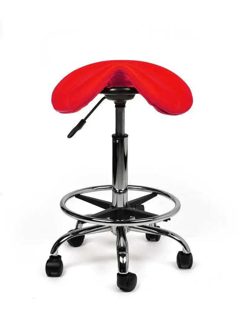 Zadelkruk Rood – Ergonomische Zadelstoel met Wielen – Verstelbare Werkkruk voor Salon, Kappers & Thuisgebruik --3