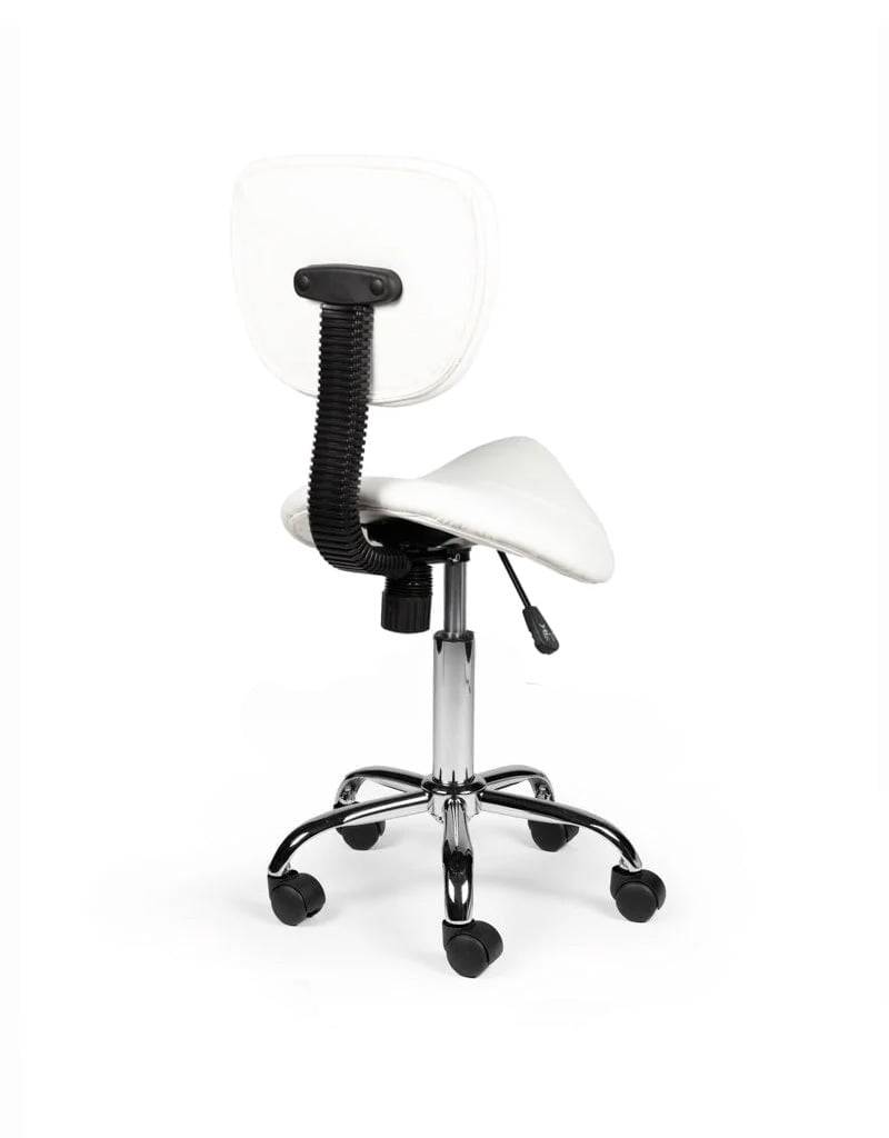 Ergonomische Zadelkruk Wit met Rugleuning – Verstelbare Zadelstoel met Wielen – Comfortabele Werkkruk voor Salon,-3