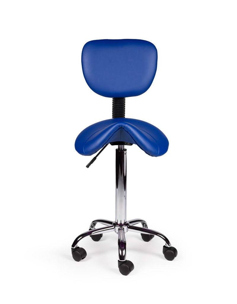 Ergonomische Zadelkruk Blauw met Rugleuning – Verstelbare Zadelstoel met Wielen – Comfortabele Werkkruk voor Salon,-2