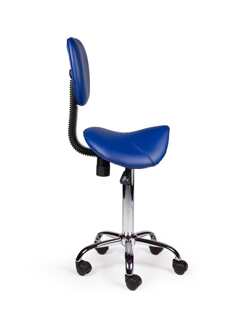 Ergonomische Zadelkruk Blauw met Rugleuning – Verstelbare Zadelstoel met Wielen – Comfortabele Werkkruk voor Salon,-3