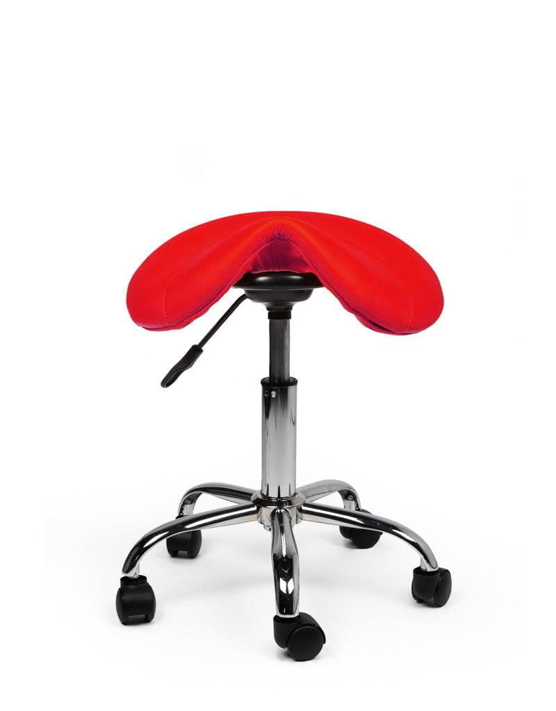 Zadelkruk Rood – Ergonomische Zadelstoel met Wielen – Verstelbare Werkkruk voor Salon, Kappers & Thuisgebruik --2