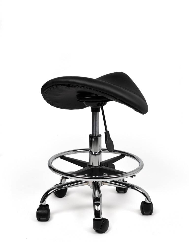 Zadelkruk Zwart – Ergonomische Zadelstoel met Wielen – Verstelbare Werkkruk voor Salon, Kappers & Thuisgebruik --3