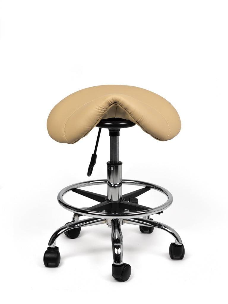 Zadelkruk Beige – Ergonomische Zadelstoel met Wielen – Verstelbare Werkkruk voor Salon, Kappers & Thuisgebruik --2