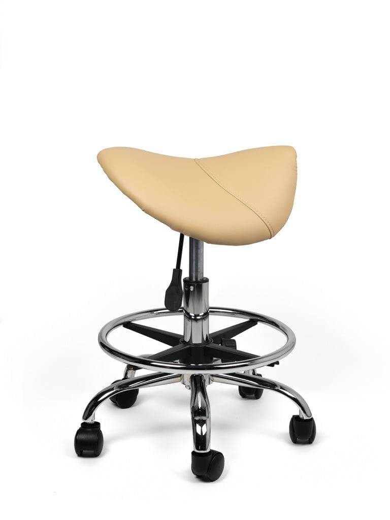 Zadelkruk Beige – Ergonomische Zadelstoel met Wielen – Verstelbare Werkkruk voor Salon, Kappers & Thuisgebruik --3