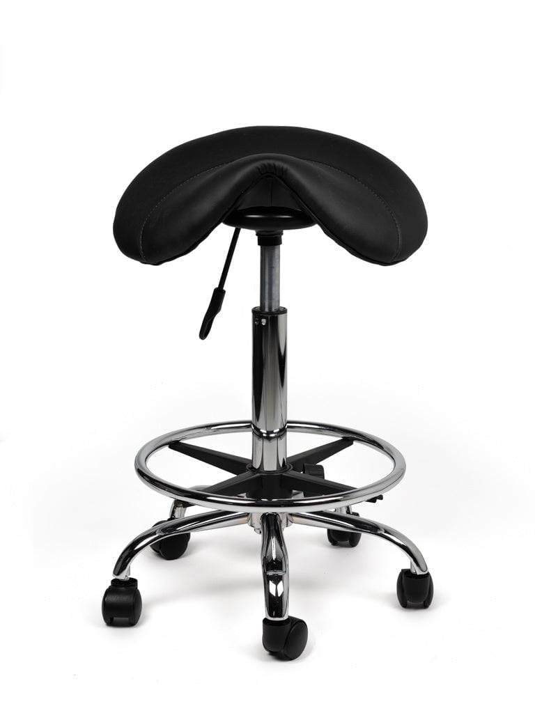 Zadelkruk Zwart – Ergonomische Zadelstoel met Wielen – Verstelbare Werkkruk voor Salon, Kappers & Thuisgebruik --2