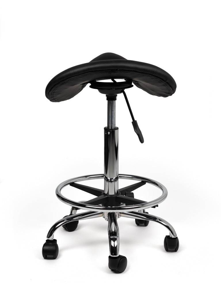 Zadelkruk Zwart – Ergonomische Zadelstoel met Wielen – Verstelbare Werkkruk voor Salon, Kappers & Thuisgebruik --3