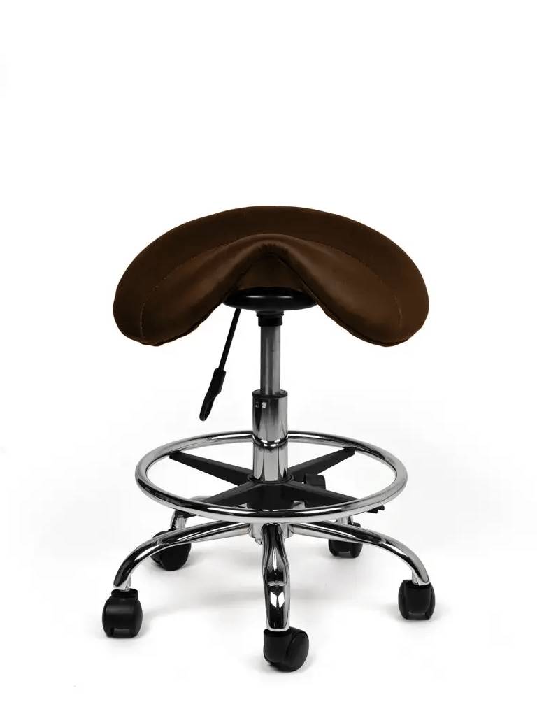 Zadelkruk Bruin – Ergonomische Zadelstoel met Wielen – Verstelbare Werkkruk voor Salon, Kappers & Thuisgebruik --2