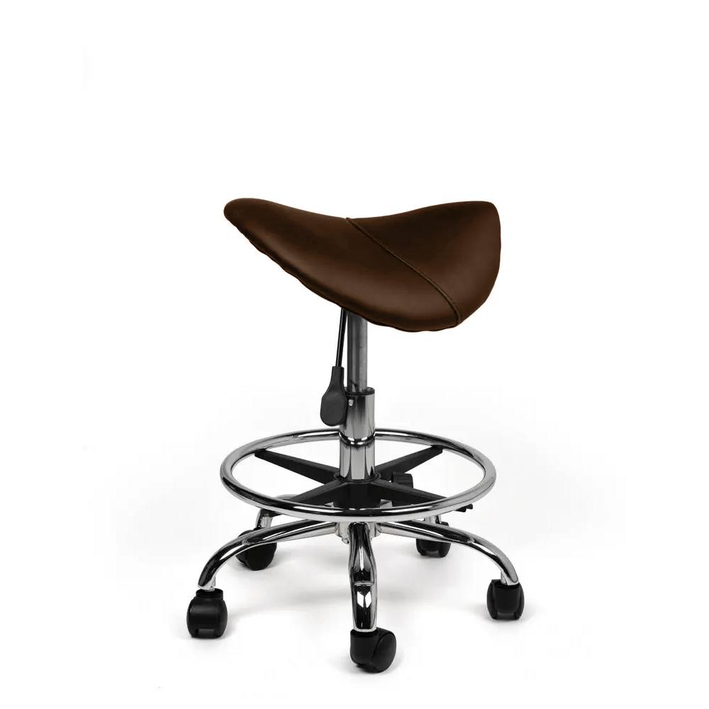 Zadelkruk Bruin – Ergonomische Zadelstoel met Wielen – Verstelbare Werkkruk voor Salon, Kappers & Thuisgebruik --3