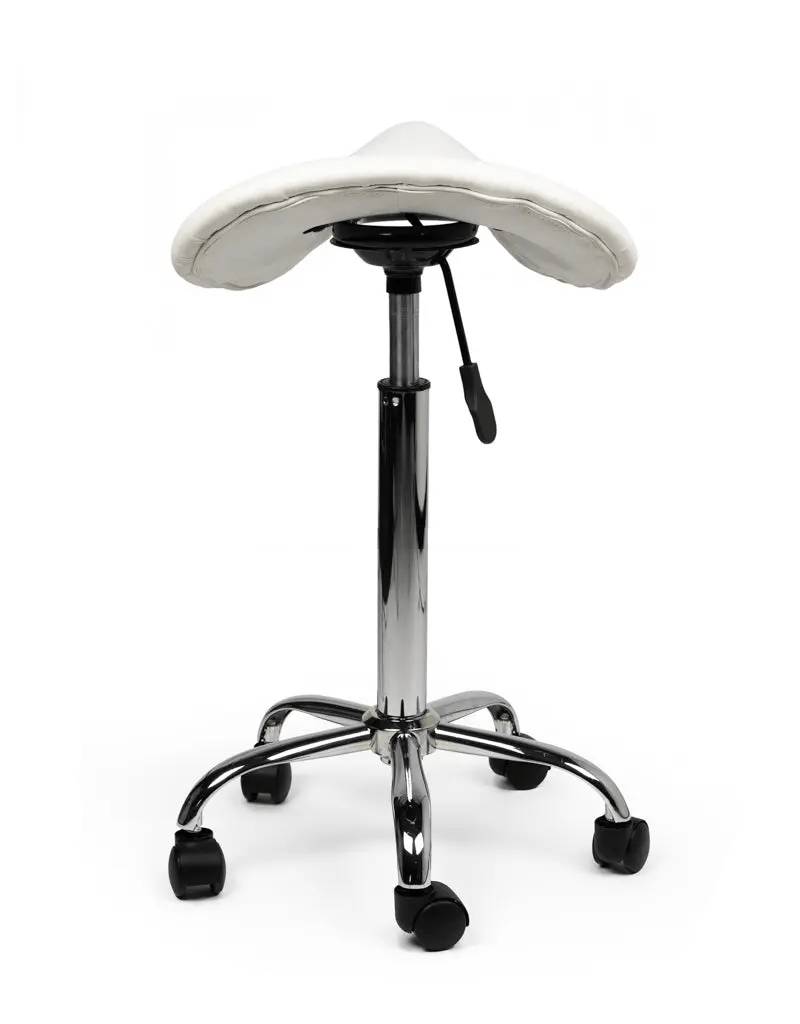 Zadelkruk Wit – Ergonomische Zadelstoel met Wielen – Verstelbare Werkkruk voor Salon, Kappers & Thuisgebruik --3