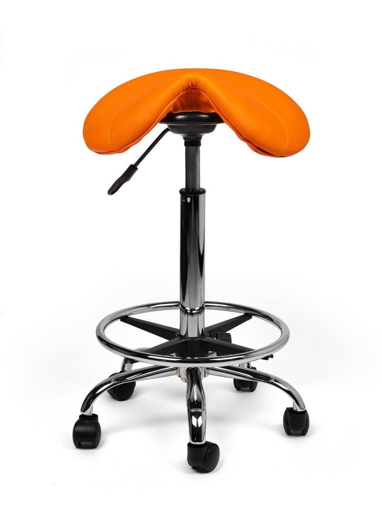 Zadelkruk Oranje – Ergonomische Zadelstoel met Wielen – Verstelbare Werkkruk voor Salon, Kappers & Thuisgebruik --2
