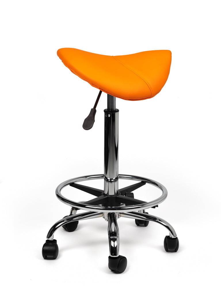 Zadelkruk Oranje – Ergonomische Zadelstoel met Wielen – Verstelbare Werkkruk voor Salon, Kappers & Thuisgebruik --3