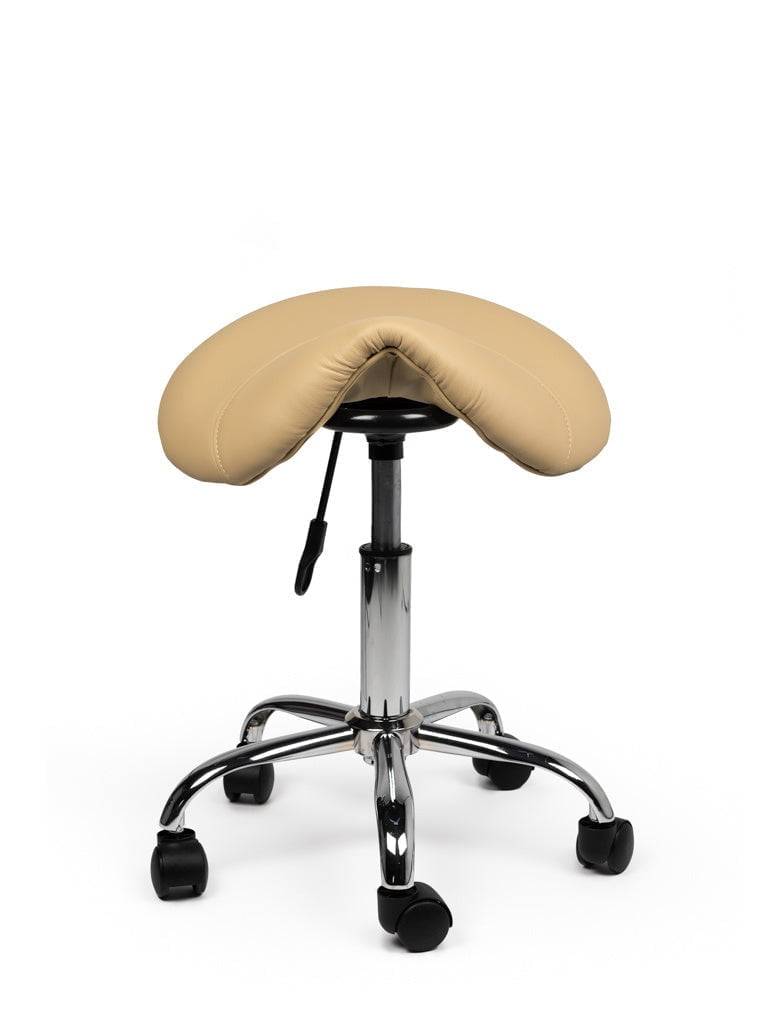 Zadelkruk Beige – Ergonomische Zadelstoel met Wielen – Verstelbare Werkkruk voor Salon, Kappers & Thuisgebruik --2