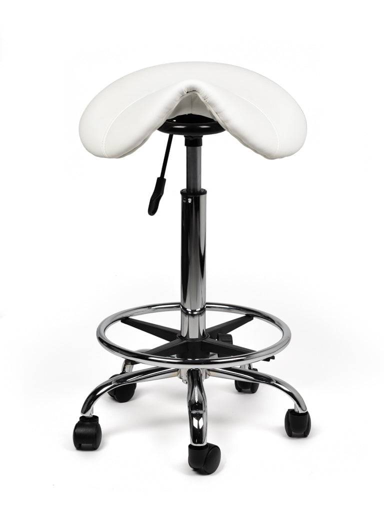 Zadelkruk Wit – Ergonomische Zadelstoel met Wielen – Verstelbare Werkkruk voor Salon, Kappers & Thuisgebruik --2
