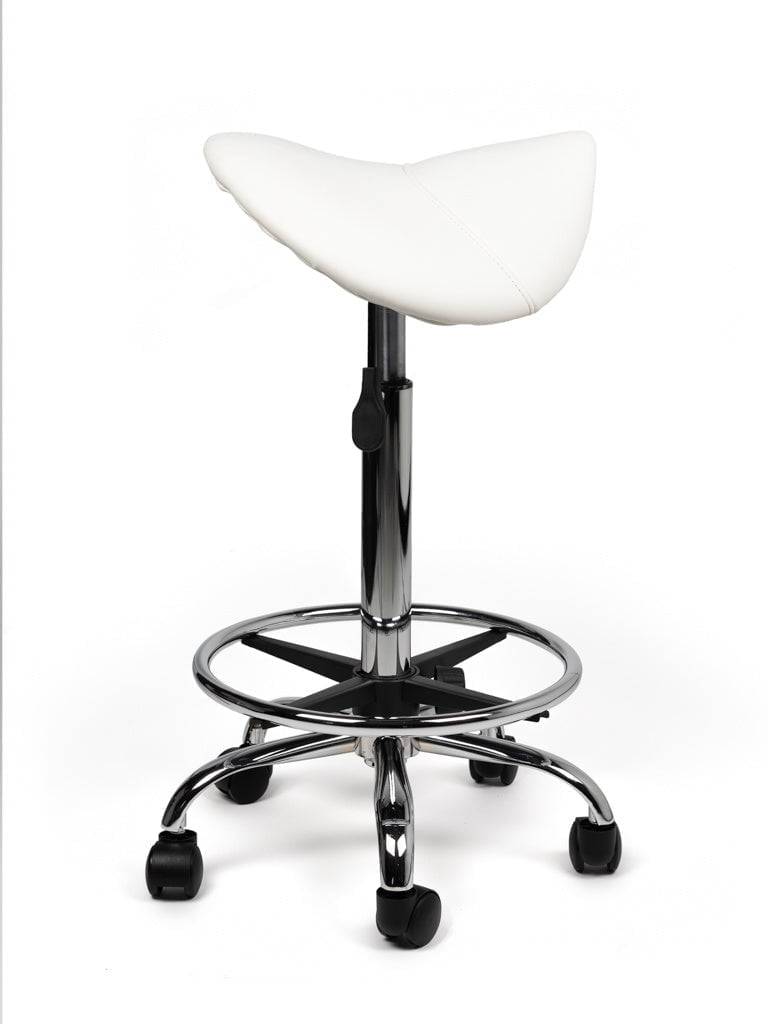 Zadelkruk Wit – Ergonomische Zadelstoel met Wielen – Verstelbare Werkkruk voor Salon, Kappers & Thuisgebruik --3