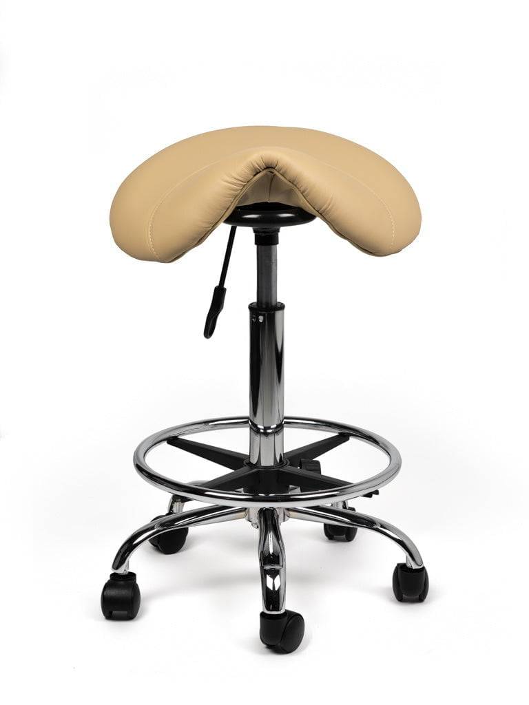 Zadelkruk Beige – Ergonomische Zadelstoel met Wielen – Verstelbare Werkkruk voor Salon, Kappers & Thuisgebruik --2