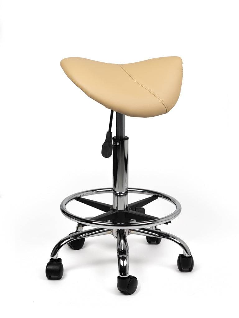Zadelkruk Beige – Ergonomische Zadelstoel met Wielen – Verstelbare Werkkruk voor Salon, Kappers & Thuisgebruik --3
