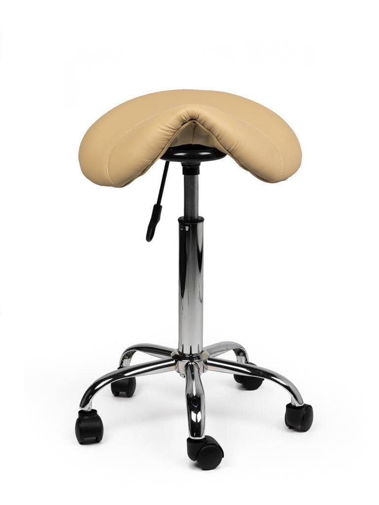 Zadelkruk Beige – Ergonomische Zadelstoel met Wielen – Verstelbare Werkkruk voor Salon, Kappers & Thuisgebruik --2