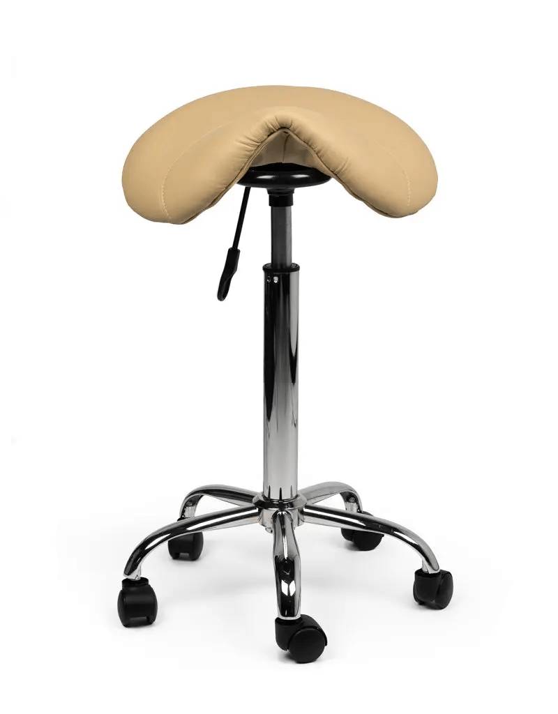 Zadelkruk Beige – Ergonomische Zadelstoel met Wielen – Verstelbare Werkkruk voor Salon, Kappers & Thuisgebruik --2