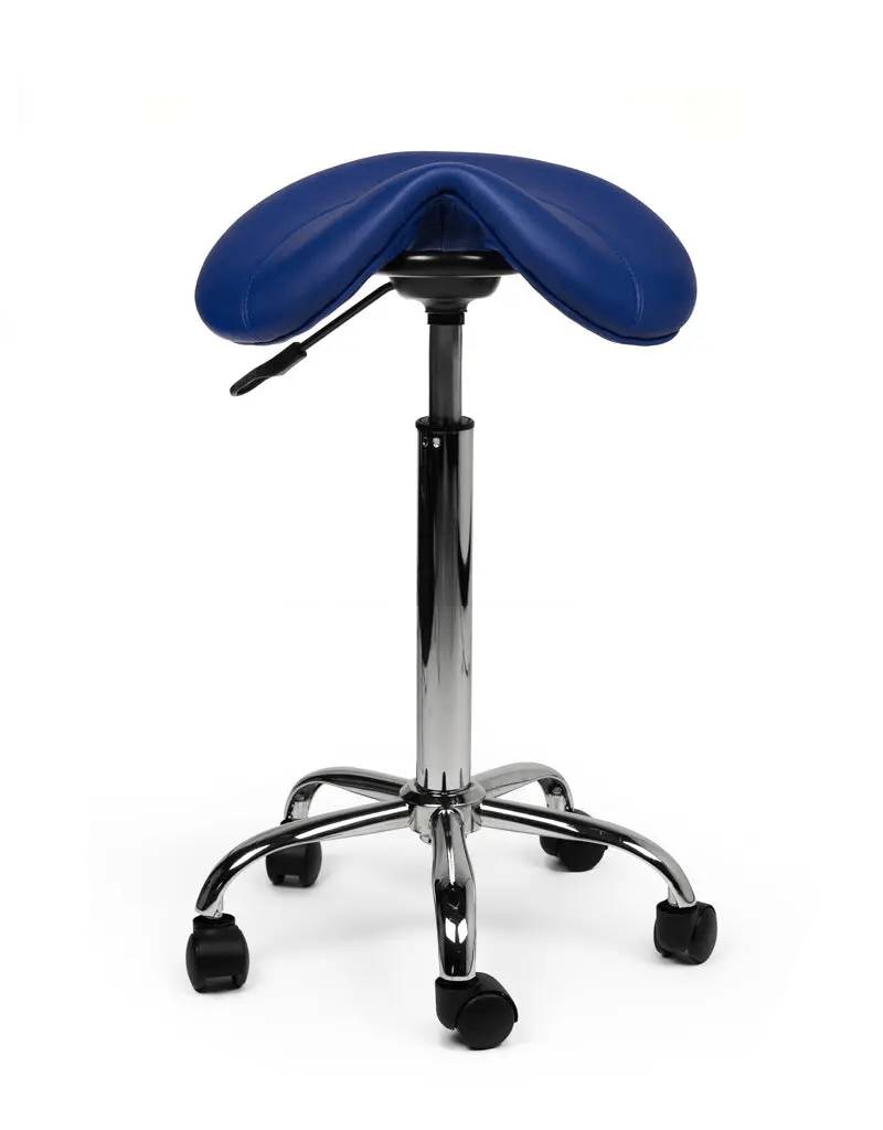 Zadelkruk Blauw– Ergonomische Zadelstoel met Wielen – Verstelbare Werkkruk voor Salon, Kappers & Thuisgebruik --2