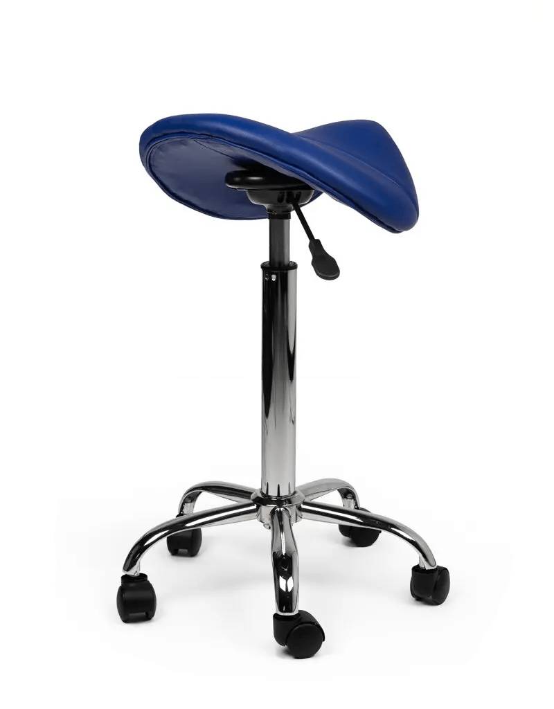 Zadelkruk Blauw– Ergonomische Zadelstoel met Wielen – Verstelbare Werkkruk voor Salon, Kappers & Thuisgebruik --3