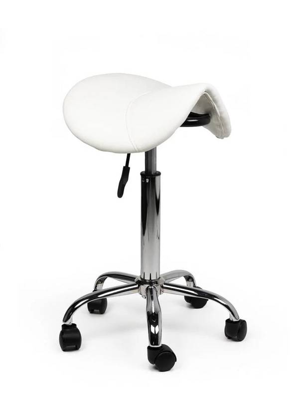 Ergonomische Zadelkruk Wit op Wielen