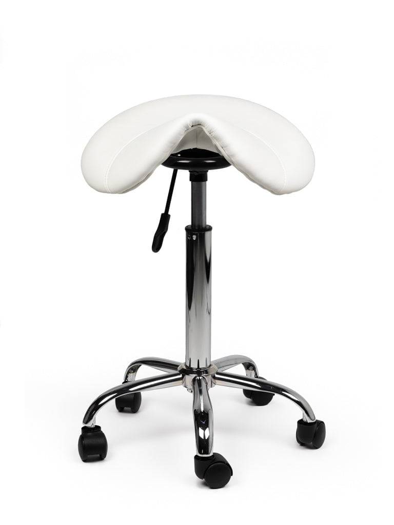 Zadelkruk Wit – Ergonomische Zadelstoel met Wielen – Verstelbare Werkkruk voor Salon, Kappers & Thuisgebruik --2