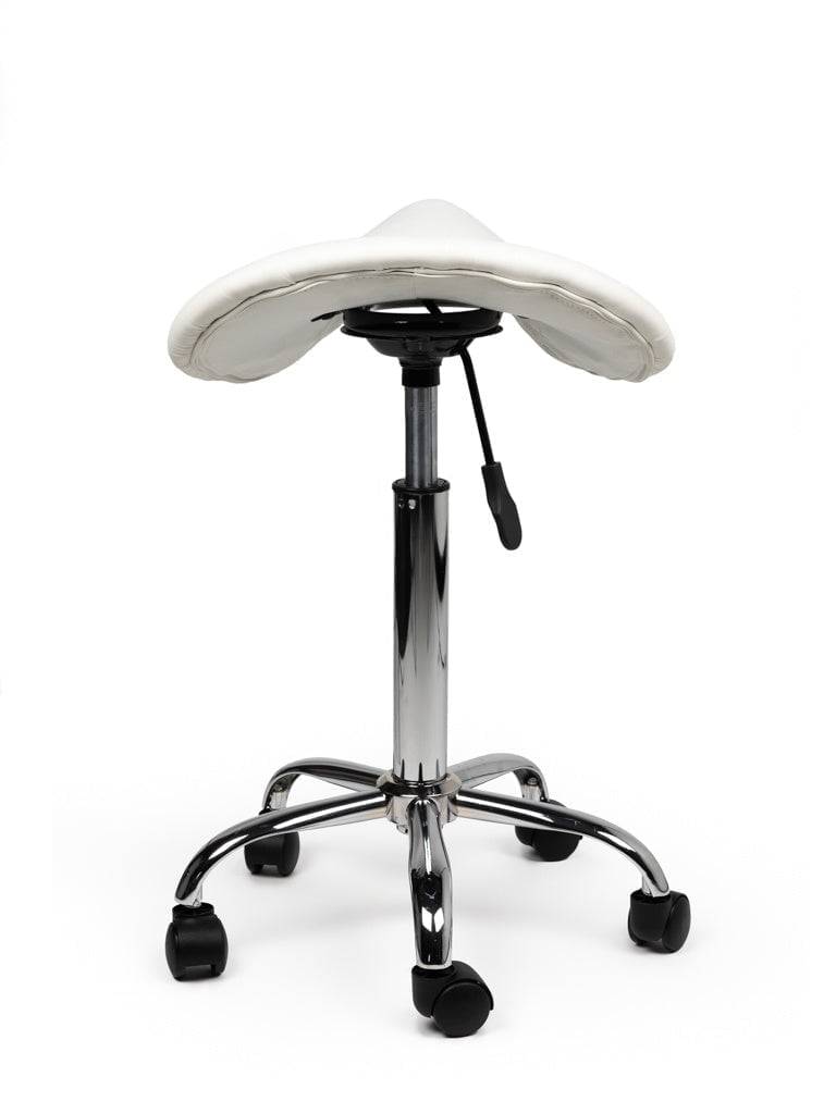 Zadelkruk Wit – Ergonomische Zadelstoel met Wielen – Verstelbare Werkkruk voor Salon, Kappers & Thuisgebruik --3