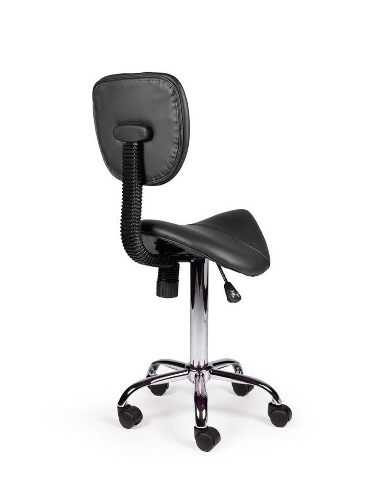 Ergonomische Zadelkruk Zwart met Rugleuning – Verstelbare Zadelstoel met Wielen – Comfortabele Werkkruk voor Salon,-3