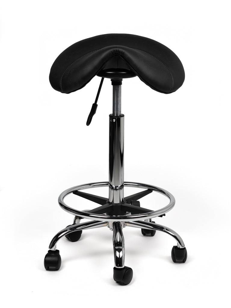 Zadelkruk Zwart – Ergonomische Zadelstoel met Wielen – Verstelbare Werkkruk voor Salon, Kappers & Thuisgebruik --2