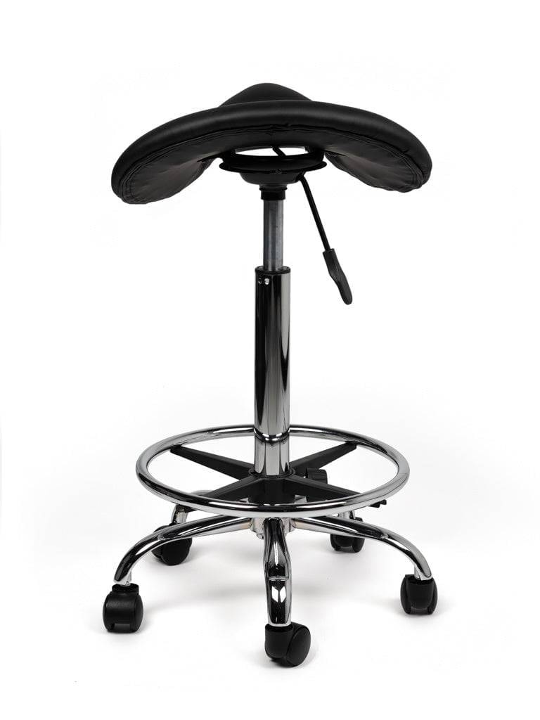 Zadelkruk Zwart – Ergonomische Zadelstoel met Wielen – Verstelbare Werkkruk voor Salon, Kappers & Thuisgebruik --3
