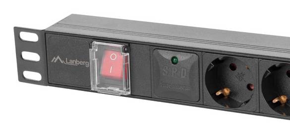 LANBERG PDU-06F-0200 Stekkerblok: beveiliging; Contact: 6; 230VAC; 16A; zwart; 2m; IP20 - 1 stuk-2