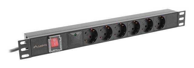 LANBERG PDU-06F-0200 Stekkerblok: beveiliging; Contact: 6; 230VAC; 16A; zwart; 2m; IP20 - 1 stuk-3