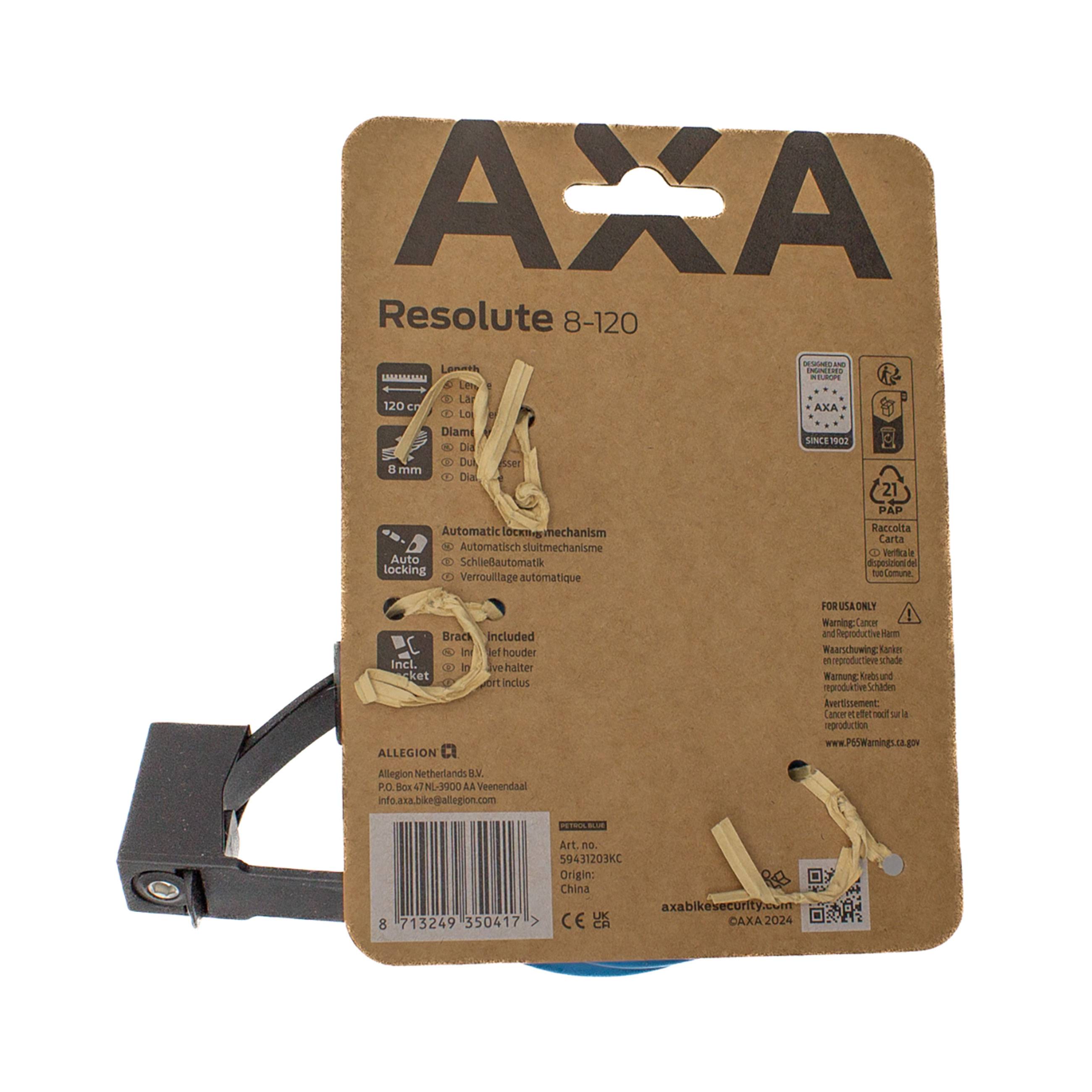 AXA Resolute Kabelslot 120/8 petrol blauw-4