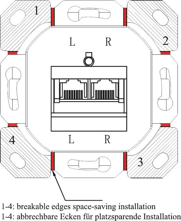 Goobay CAT-6-Unterputzdose (UP) 2x RJ45-Anschlüsse, geschirmt, Klemmleiste für werkzeugfreie LSA-Montage Weiß-4
