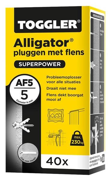 TOGGLER Universeel Plug Alligator Af5 M/ Flens Doos 40 Stuks-0
