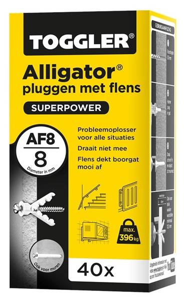 TOGGLER Universeel Plug Alligator Af8 M/ Flens Doos 40 Stuks-0
