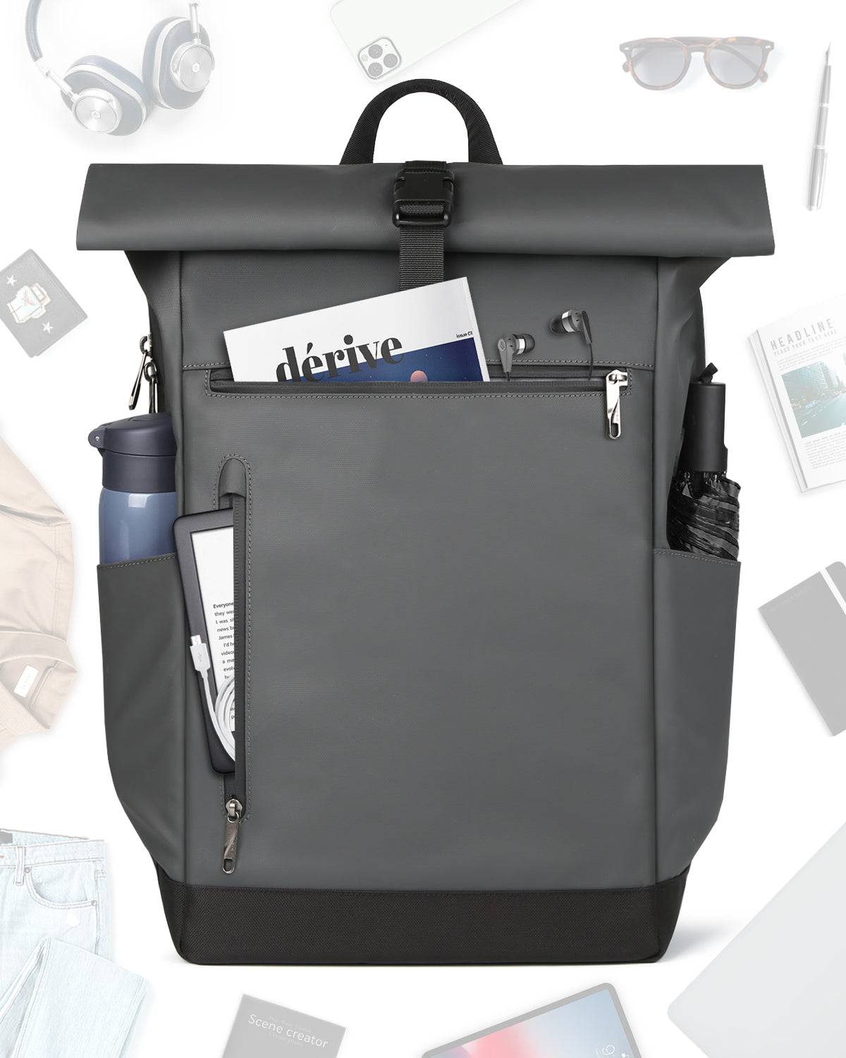 Inateck BP01003 rugzak Reisrugzak Zwart, Grijs Polyester-3