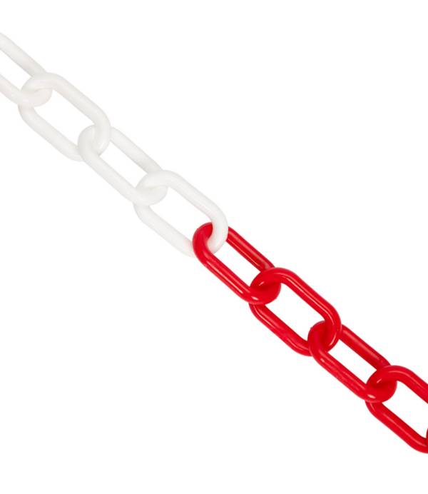 Kunststof afzetketting rood/wit - 8 mm - rol van 25 mm