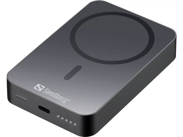 Sandberg Magnet Wireless Powerbank 10000mAh ALU is een superslimme powerbank met meerdere oplaadfuncties